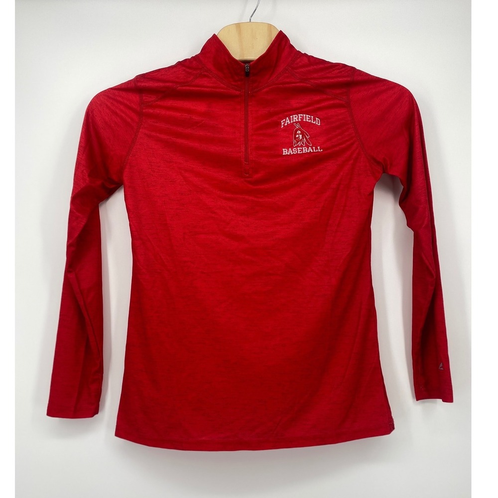 BSN Sports Fairfield Baseball 1/4 Zip Pullover Mens Large Red Performance Shirt